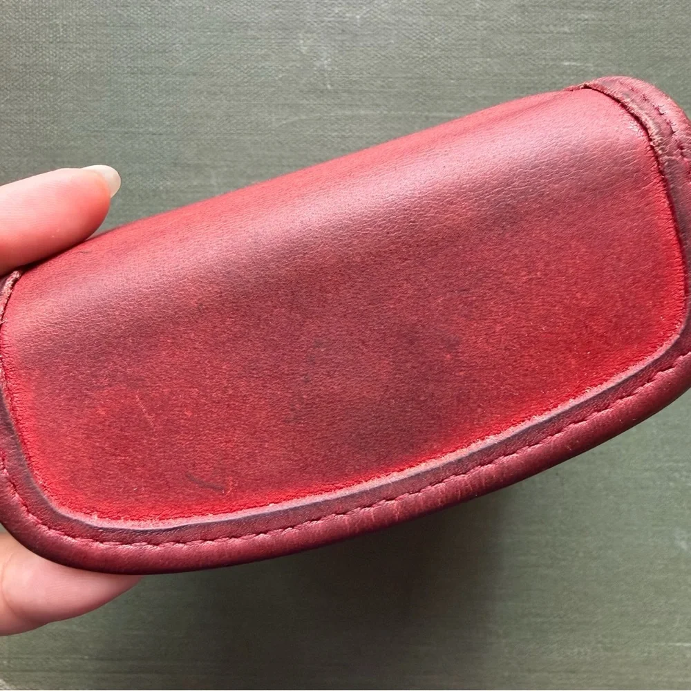 COACH Multifunction Purse #7219 Red Leather Vintage 1990s Minimalist Coin Wallet - Picture 13 of 16
